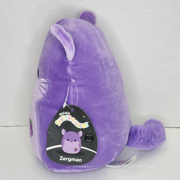 🖤 ZERGMAN 🐭 Purple Grape Scented Chinchilla SELECT SERIES Squishmallow NWT 🖤 - Picture 3 of 9